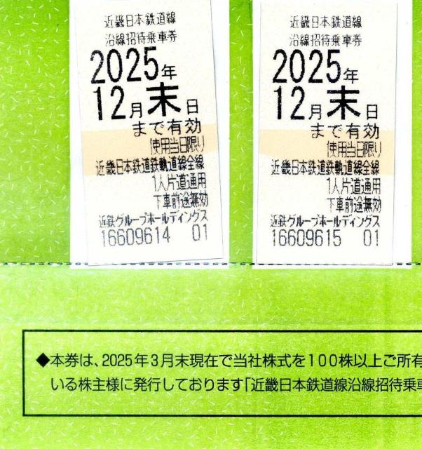 近鉄 近畿日本鉄道 株主優待乗証 2枚 株主優待券 < チケット/金券  近鉄 近畿日本鉄道 株主優待乗証 2枚 株主優待券  < チケット/金券の