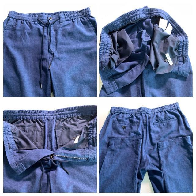 avv XL ネイビー 半袖シャツ パンツセット 麻混合 セットアップ 部屋着 上下セット パジャマ ルームウェア < 男性ファッション avv XL ネイビー 半袖シャツ パンツセット 麻混合 セットアップ 部屋着 上下セット パジャマ ルームウェア < 男性ファッションの