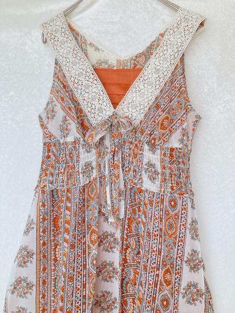 2枚組 エスニック柄 花柄 ノースリーブワンピース インナーキャミ付き F N2m < ブランド 2枚組 エスニック柄 花柄 ノースリーブワンピース インナーキャミ付き F N2m < ブランドの