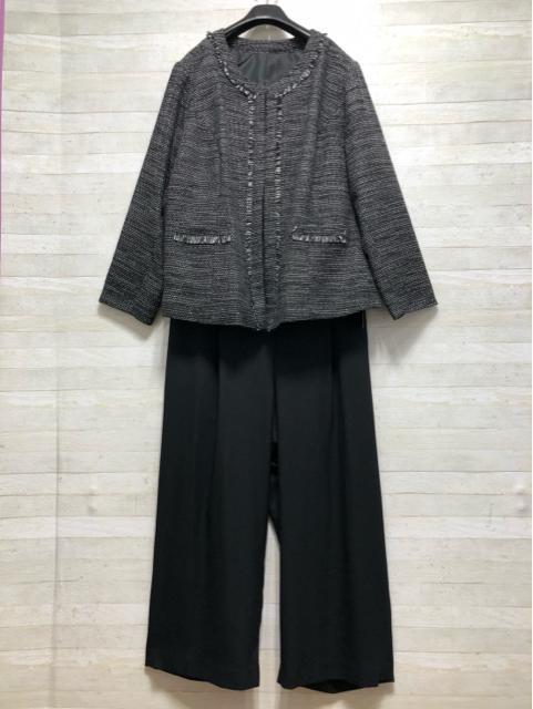 新品☆6L♪黒系ツイードジャケット&ワイドパンツ♪セレブレイトスーツ☆R190 < 女性ファッション 新品☆6L♪黒系ツイードジャケット&ワイドパンツ♪セレブレイトスーツ☆R190 < 女性ファッションの