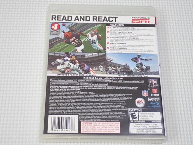 PS3★MADDEN NFL 08 海外版 北米版★箱付・説明書付・ソフト付 < ゲーム本体/ソフト PS3★MADDEN NFL 08 海外版 北米版★箱付・説明書付・ソフト付 < ゲーム本体/ソフトの