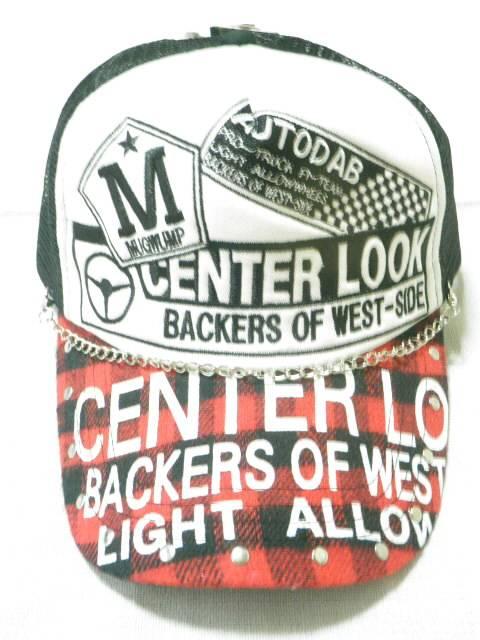 チェーン付♪黒ブラック×赤レッドチェック柄 ロゴ刺繍スタッズメッシュキャップ < 男性ファッション チェーン付♪黒ブラック×赤レッドチェック柄 ロゴ刺繍スタッズメッシュキャップ < 男性ファッションの