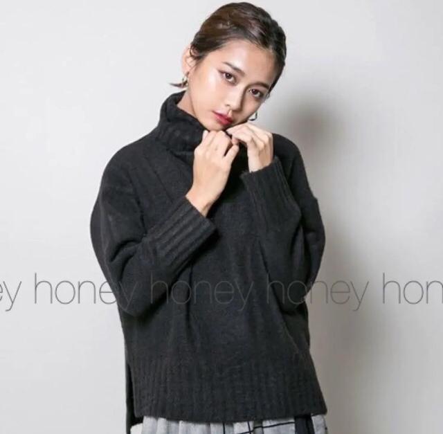 小顔効果●定価5,940円【新品】サイドスリットタートルニット●黒ブラック●タートルネック ニット < ブランド  小顔効果●定価5,940円【新品】サイドスリットタートルニット●黒ブラック●タートルネック ニット < ブランドの