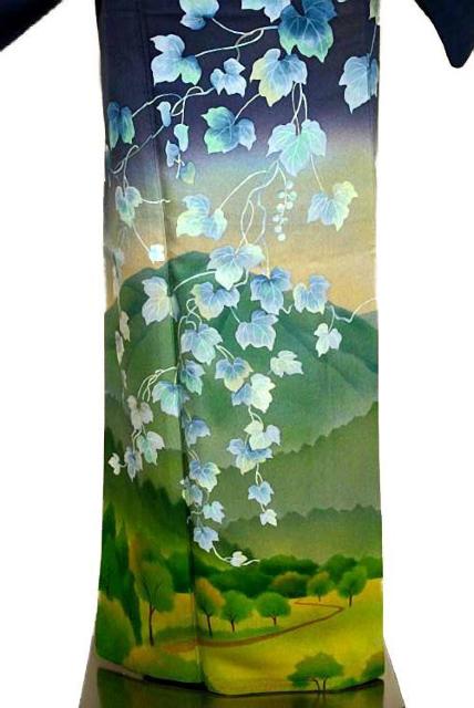 訪問着 中古 送料無料 最高峰 新品同様 宮本龍雪 暈し染め 蔦の葉遠山風景文 花柄 身丈160cm 裄丈62.5cm T3676 < 女性ファッション 訪問着 中古 送料無料 最高峰 新品同様 宮本龍雪 暈し染め 蔦の葉遠山風景文 花柄 身丈160cm 裄丈62.5cm T3676 < 女性ファッションの