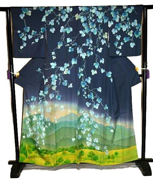 訪問着 中古 送料無料 最高峰 新品同様 宮本龍雪 暈し染め 蔦の葉遠山風景文 花柄 身丈160cm 裄丈62.5cm T3676 < 女性ファッション 訪問着 中古 送料無料 最高峰 新品同様 宮本龍雪 暈し染め 蔦の葉遠山風景文 花柄 身丈160cm 裄丈62.5cm T3676 < 女性ファッションの