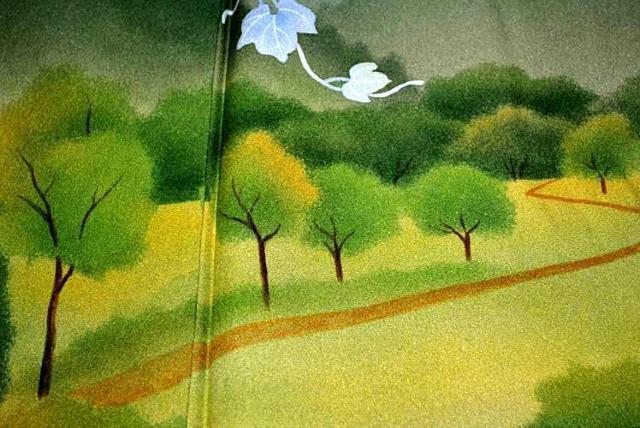 訪問着 中古 送料無料 最高峰 新品同様 宮本龍雪 暈し染め 蔦の葉遠山風景文 花柄 身丈160cm 裄丈62.5cm T3676 < 女性ファッション 訪問着 中古 送料無料 最高峰 新品同様 宮本龍雪 暈し染め 蔦の葉遠山風景文 花柄 身丈160cm 裄丈62.5cm T3676 < 女性ファッションの