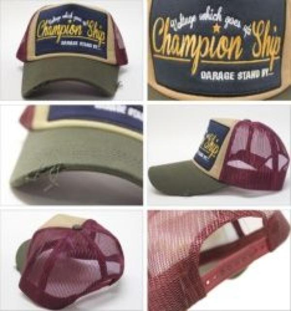 《New》アメカジ.サーフ系★ワッペン付ダメージ*メッシュキャップ<カーキxベージュxワイン> < 男性ファッション  《New》アメカジ.サーフ系★ワッペン付ダメージ*メッシュキャップ<カーキxベージュxワイン> < 男性ファッションの