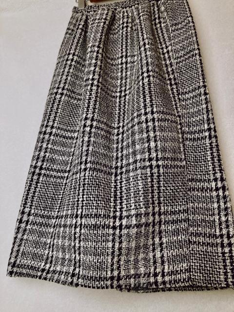 秋冬 白黒 ツィード タイト グレンチェック 前スリット ロングスカート M N2m < ブランド 秋冬 白黒 ツィード タイト グレンチェック 前スリット ロングスカート M N2m < ブランドの