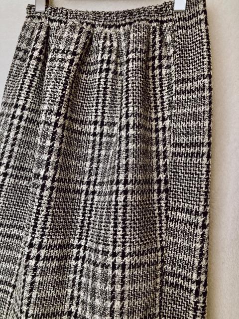 秋冬 白黒 ツィード タイト グレンチェック 前スリット ロングスカート M N2m < ブランド 秋冬 白黒 ツィード タイト グレンチェック 前スリット ロングスカート M N2m < ブランドの