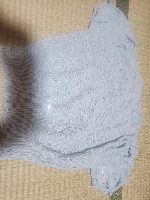 新品 ブルー半袖ニット  リボン スパンコール サイズ→M < 女性ファッション  新品 ブルー半袖ニット  リボン スパンコール サイズ→M < 女性ファッションの