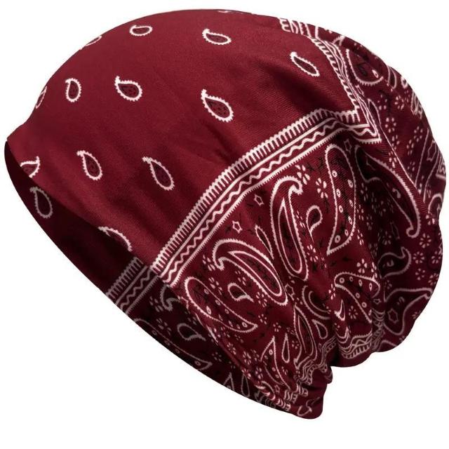 爆ヤス価格590円★鮮やかなペイズリープリントヒップホップスタイルのソフトニットビーニー ピンク < 女性ファッション  爆ヤス価格590円★鮮やかなペイズリープリントヒップホップスタイルのソフトニットビーニー ピンク < 女性ファッションの