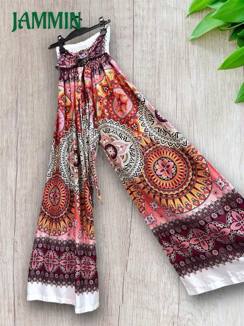 アジアン花紋様柄パンツ ヒッピー アジアン アジアン ゆるめパンツ < 女性ファッション アジアン花紋様柄パンツ ヒッピー アジアン アジアン ゆるめパンツ < 女性ファッションの