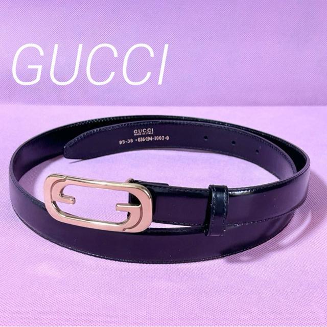 GUCCI �O�b�` �x���g 036�E194�E1007�E0 �S�[���h���� �C���^�[���b�L���O G �u���b�N  �� �u�����h�� 