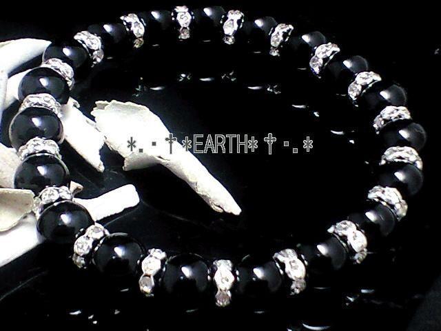 天然石★8ミリオニキス黒瑪瑙AAA銀色ロンデル数珠 < 男性アクセサリー/時計 天然石★8ミリオニキス黒瑪瑙AAA銀色ロンデル数珠 < 男性アクセサリー/時計の