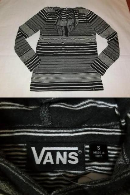 アメカジ 【VANS】フード付ボーダー柄ロングT US S < 男性ファッション  アメカジ 【VANS】フード付ボーダー柄ロングT US S < 男性ファッションの