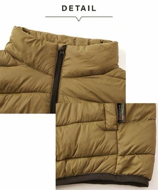 Mサイズ!高貴紳士的!光発熱!撥水加工!リサイクルわた使用!中綿ベスト!ベージュ系色合い!新品タグ付き! < 男性ファッション  Mサイズ!高貴紳士的!光発熱!撥水加工!リサイクルわた使用!中綿ベスト!ベージュ系色合い!新品タグ付き! < 男性ファッションの