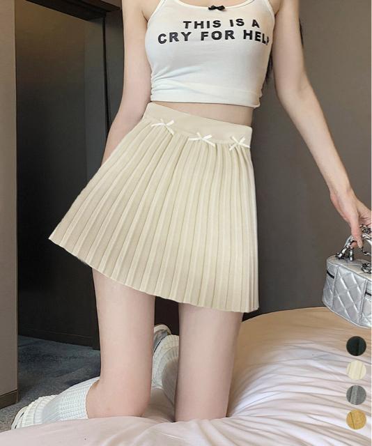 送料無料 新品 リボン付きプリーツミニスカートレディース < 女性ファッション  送料無料 新品 リボン付きプリーツミニスカートレディース  < 女性ファッションの