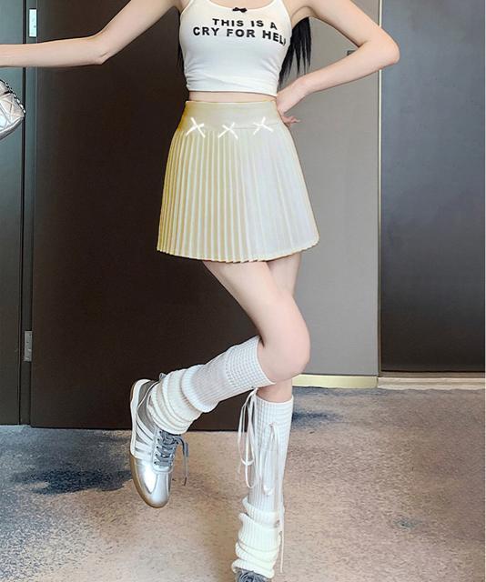 送料無料 新品 リボン付きプリーツミニスカートレディース < 女性ファッション  送料無料 新品 リボン付きプリーツミニスカートレディース < 女性ファッションの