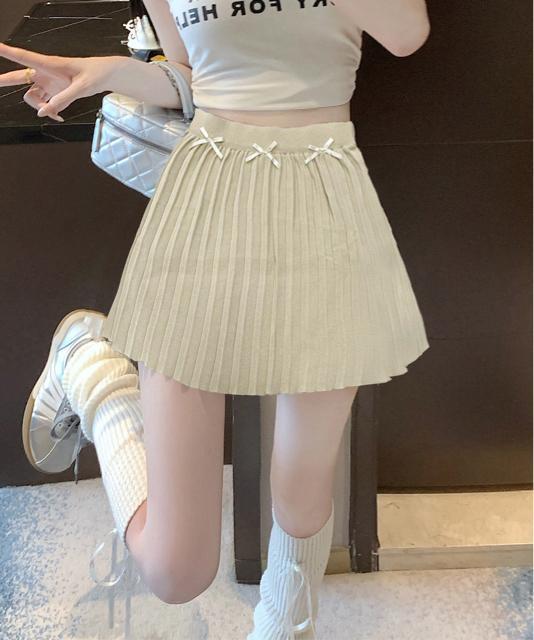 送料無料 新品 リボン付きプリーツミニスカートレディース < 女性ファッション  送料無料 新品 リボン付きプリーツミニスカートレディース < 女性ファッションの
