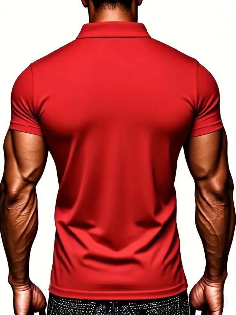 爆ヤス価格1490円★メンズシャツ エレガントプレイヤーエンブレム&デザイナーテキスト半袖 USAサイズM(日本サイズXL相当)赤 < 男性ファッション  爆ヤス価格1490円★メンズシャツ エレガントプレイヤーエンブレム&デザイナーテキスト半袖 USAサイズM(日本サイズXL相当)赤 < 男性ファッションの