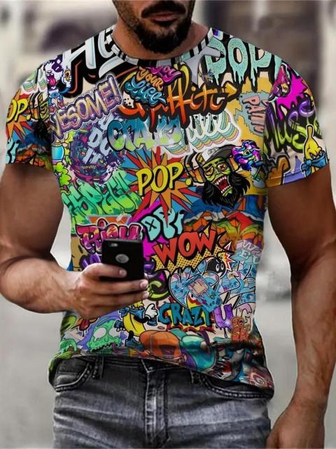 爆ヤス価格1390円★メンズ3DグラフィティTシャツ - 鮮やかなポップアートデザイン USAサイズM(日本サイズXL相当) < 男性ファッション  爆ヤス価格1390円★メンズ3DグラフィティTシャツ - 鮮やかなポップアートデザイン USAサイズM(日本サイズXL相当)  < 男性ファッションの