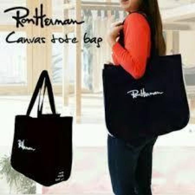【Ron Herman/ロンハーマン】《New》ロゴ刺繍★キャンパス*トートバッグ<ブラック> < ブランド 【Ron Herman/ロンハーマン】《New》ロゴ刺繍★キャンパス*トートバッグ<ブラック> < ブランドの