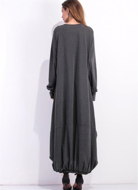 マキシ丈 コクーン ロング丈 ワンピース ギャザー グレー 大きいサイズ < 女性ファッション マキシ丈 コクーン ロング丈 ワンピース ギャザー グレー 大きいサイズ < 女性ファッションの