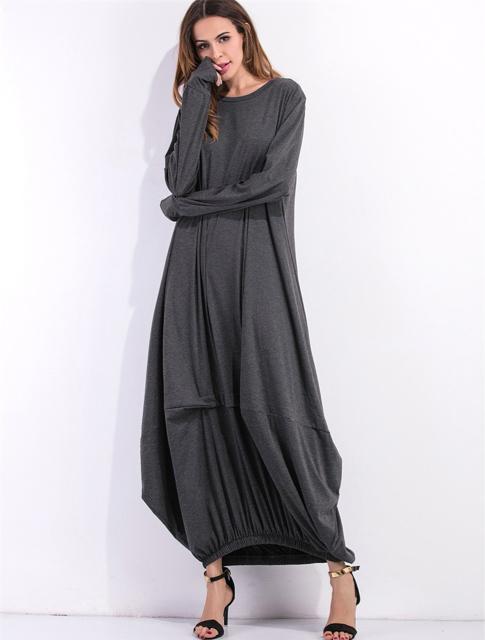 マキシ丈 コクーン ロング丈 ワンピース ギャザー グレー 大きいサイズ < 女性ファッション マキシ丈 コクーン ロング丈 ワンピース ギャザー グレー 大きいサイズ < 女性ファッションの
