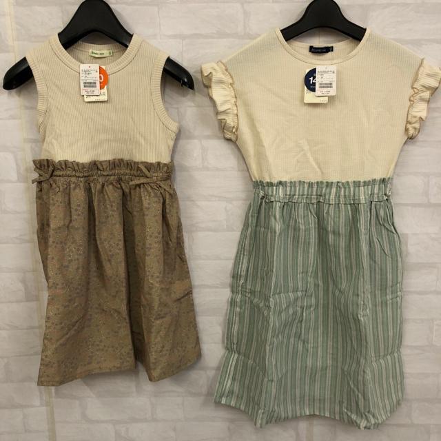 BEAMS mini フラワー ストライプ ワッフル 切替 ワンピース 2着 < キッズ/ベビー  BEAMS mini フラワー ストライプ ワッフル 切替 ワンピース 2着  < キッズ/ベビーの