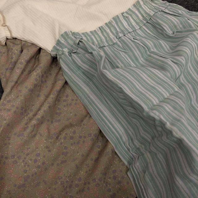 BEAMS mini フラワー ストライプ ワッフル 切替 ワンピース 2着 < キッズ/ベビー  BEAMS mini フラワー ストライプ ワッフル 切替 ワンピース 2着 < キッズ/ベビーの