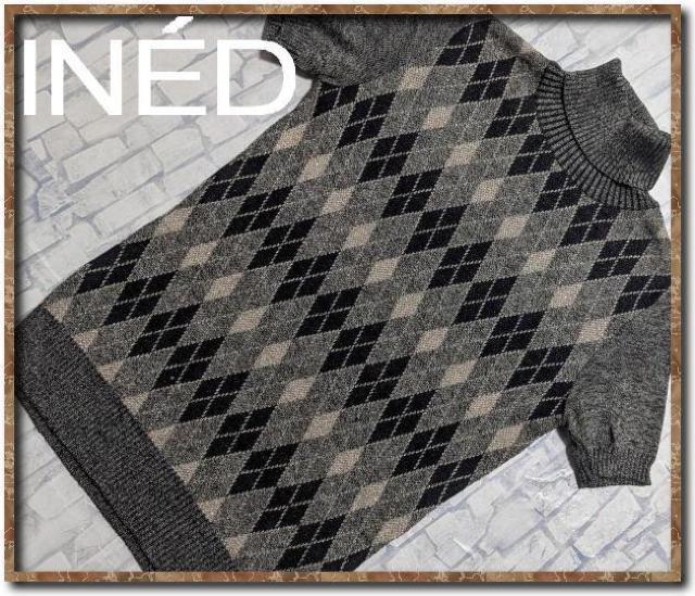 イネド ラメ入りアーガイル半袖タートルニット < ブランド  イネド ラメ入りアーガイル半袖タートルニット  < ブランドの