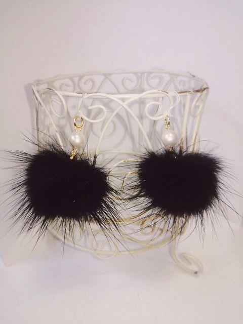 ジェットミンクファーシルキーパール樹脂フック☆ < 女性アクセサリー/時計  ジェットミンクファーシルキーパール樹脂フック☆ < 女性アクセサリー/時計の