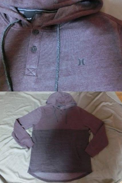 Hurley ヘンリーネック ボーダー柄パーカーUS L < ブランド  Hurley ヘンリーネック ボーダー柄パーカーUS L < ブランドの
