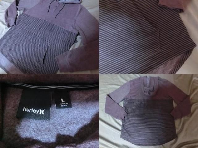 Hurley ヘンリーネック ボーダー柄パーカーUS L < ブランド  Hurley ヘンリーネック ボーダー柄パーカーUS L < ブランドの