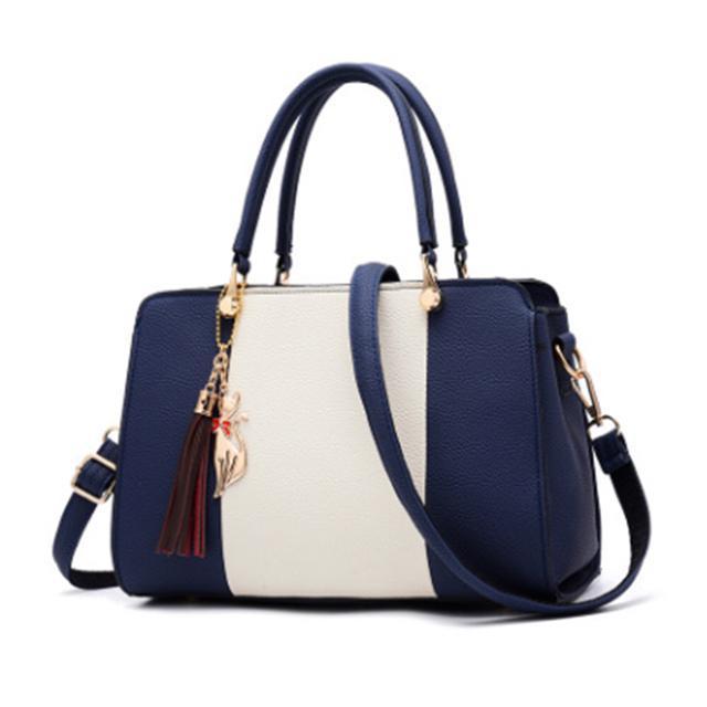 送料無料 新品 2wayトートバッグ レディース バイカラー ショルダーバッグ チャーム付き < 女性ファッション  送料無料 新品 2wayトートバッグ レディース バイカラー ショルダーバッグ チャーム付き < 女性ファッションの