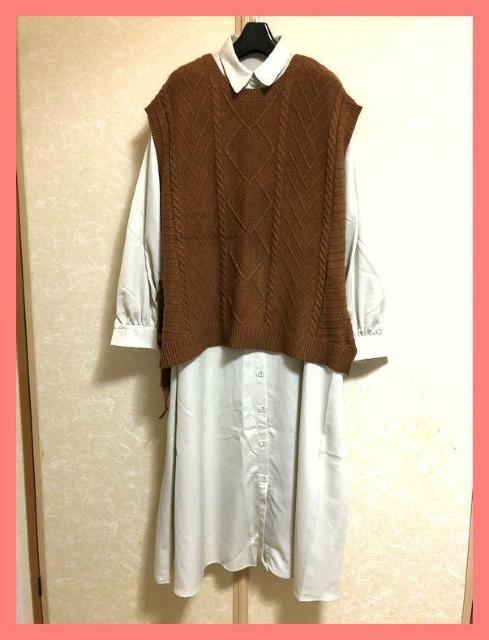 ☆ジュエティ☆超美品☆完売オーバーサイズニットベスト&シャツワンピセット☆ < ブランド  ☆ジュエティ☆超美品☆完売オーバーサイズニットベスト&シャツワンピセット☆  < ブランドの