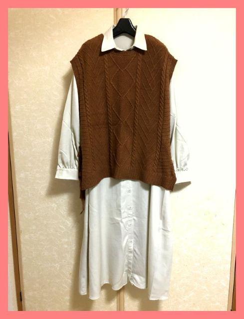☆ジュエティ☆超美品☆完売オーバーサイズニットベスト&シャツワンピセット☆ < ブランド  ☆ジュエティ☆超美品☆完売オーバーサイズニットベスト&シャツワンピセット☆ < ブランドの
