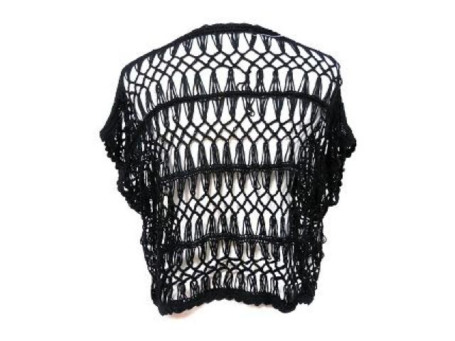 黒カギ編みざっくりニットトップス肩だしOK2WAY重ね着 < 女性ファッション 黒カギ編みざっくりニットトップス肩だしOK2WAY重ね着 < 女性ファッションの