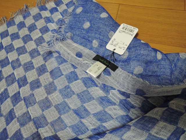 新品ポールスミスPaul Smithチェック・ドット柄切替ストール青系 < ブランド 新品ポールスミスPaul Smithチェック・ドット柄切替ストール青系 < ブランドの