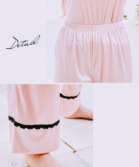 LLサイズ光沢ツルツル素材キュートに可愛いキャミソール&ロングパンツ上下ルームウェア!セット < 女性ファッション  LLサイズ光沢ツルツル素材キュートに可愛いキャミソール&ロングパンツ上下ルームウェア!セット < 女性ファッションの