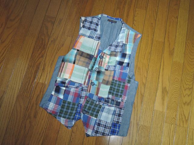 BLUE BLUE ブルーブルー パッチワーク チェック ベスト S 1 VEST ハリラン HRM < ブランド  BLUE BLUE ブルーブルー パッチワーク チェック ベスト S 1 VEST ハリラン HRM < ブランドの
