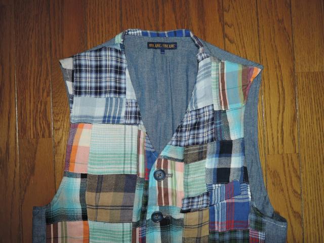 BLUE BLUE ブルーブルー パッチワーク チェック ベスト S 1 VEST ハリラン HRM < ブランド  BLUE BLUE ブルーブルー パッチワーク チェック ベスト S 1 VEST ハリラン HRM < ブランドの