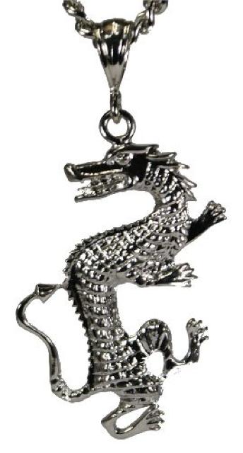 HipHop・シルバードラゴン 50mm 竜 龍 ペンダント トップ チェーン モチーフ ネックレス かっこいい いかつい < 男性アクセサリー/時計  HipHop・シルバードラゴン 50mm 竜 龍 ペンダント トップ チェーン モチーフ ネックレス かっこいい いかつい  < 男性アクセサリー/時計の