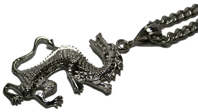 HipHop・シルバードラゴン 50mm 竜 龍 ペンダント トップ チェーン モチーフ ネックレス かっこいい いかつい < 男性アクセサリー/時計  HipHop・シルバードラゴン 50mm 竜 龍 ペンダント トップ チェーン モチーフ ネックレス かっこいい いかつい < 男性アクセサリー/時計の