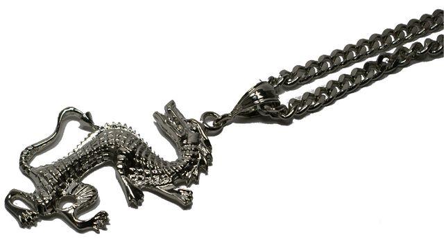 HipHop・シルバードラゴン 50mm 竜 龍 ペンダント トップ チェーン モチーフ ネックレス かっこいい いかつい < 男性アクセサリー/時計  HipHop・シルバードラゴン 50mm 竜 龍 ペンダント トップ チェーン モチーフ ネックレス かっこいい いかつい < 男性アクセサリー/時計の