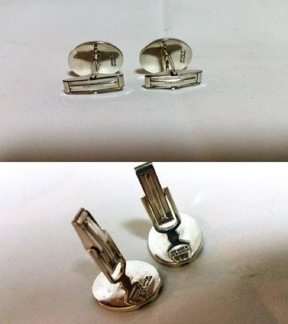 正規良 絶版 TIFFANY ティファニー T&CO ストライプ×鏡面 カフス シルバー SV925 < ブランド  正規良 絶版 TIFFANY ティファニー T&CO ストライプ×鏡面 カフス シルバー SV925 < ブランドの