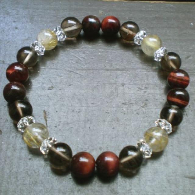 ルチルクォーツxレッドタイガーアイxスモーキークォーツ < 男性アクセサリー/時計 ルチルクォーツxレッドタイガーアイxスモーキークォーツ < 男性アクセサリー/時計の