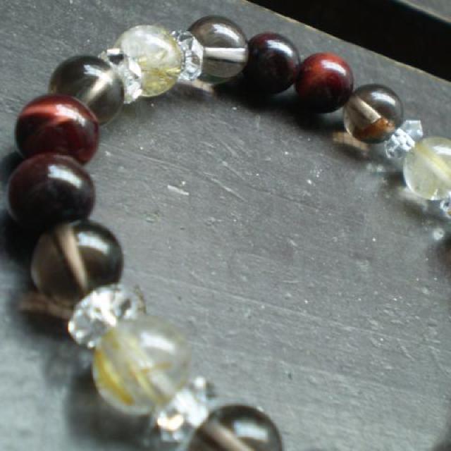 ルチルクォーツxレッドタイガーアイxスモーキークォーツ < 男性アクセサリー/時計 ルチルクォーツxレッドタイガーアイxスモーキークォーツ < 男性アクセサリー/時計の