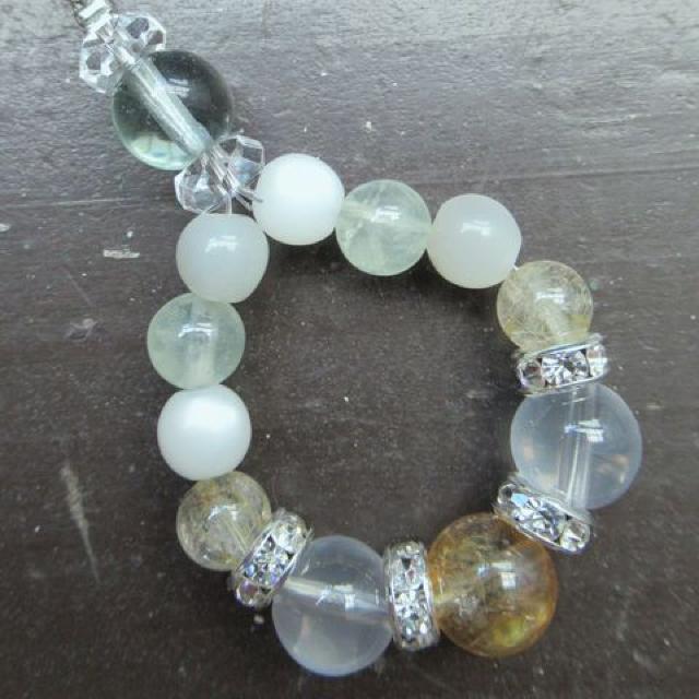 シトリンxミルキークォーツxグリーンフローライトストラップ < 家電/AV シトリンxミルキークォーツxグリーンフローライトストラップ < 家電/AVの