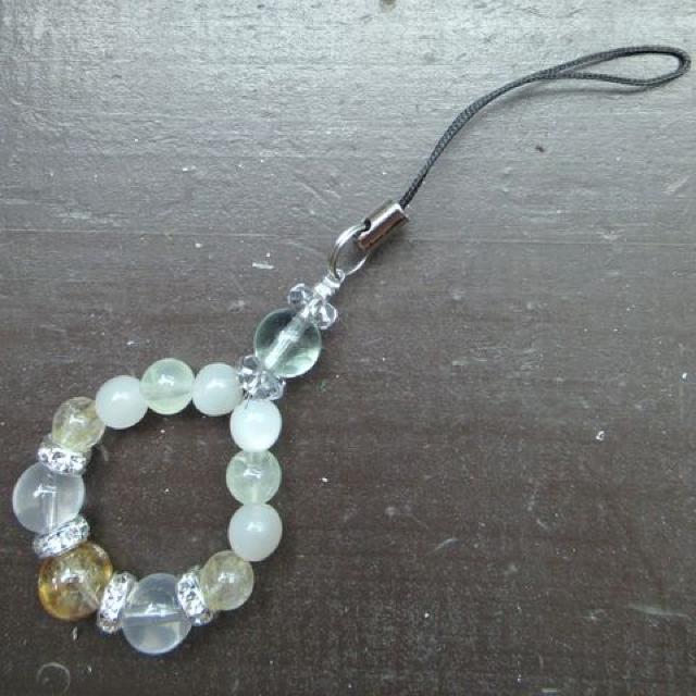 シトリンxミルキークォーツxグリーンフローライトストラップ < 家電/AV シトリンxミルキークォーツxグリーンフローライトストラップ < 家電/AVの